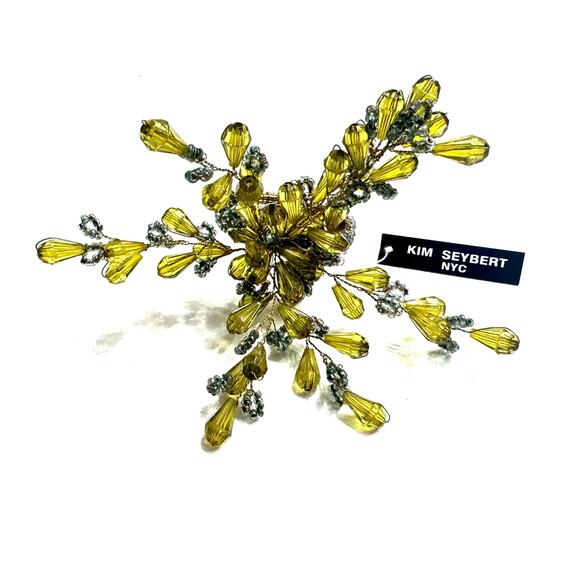 Kim Seybert Champagne Set of 4 Glass Beaded Burst Napkin Rings - Picture 2 of 6